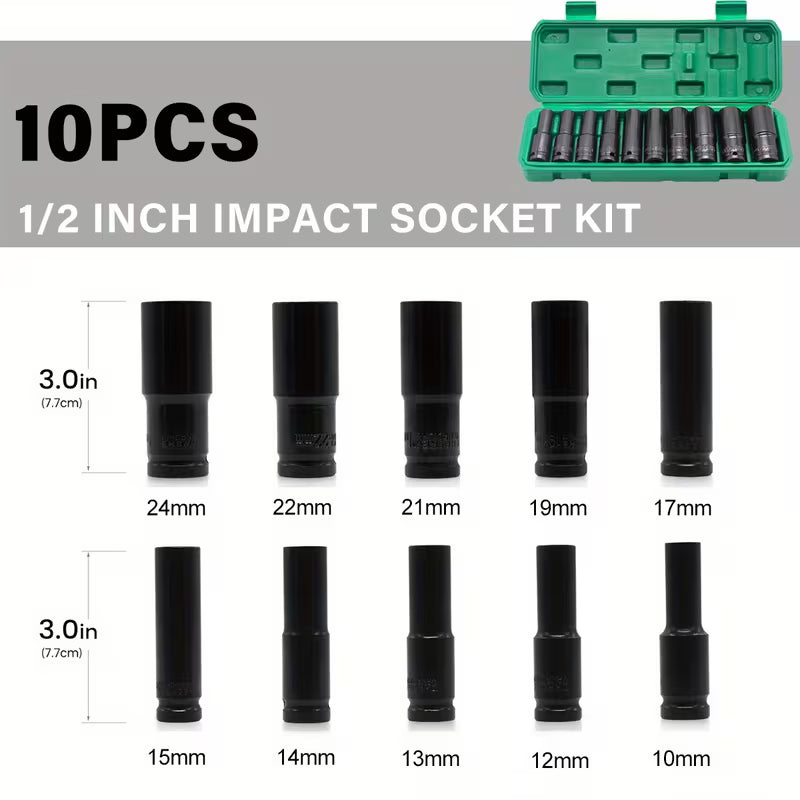High-Performance 10-Piece Impact Socket Set for Heavy-Duty Applications - THE JIMMY STORE