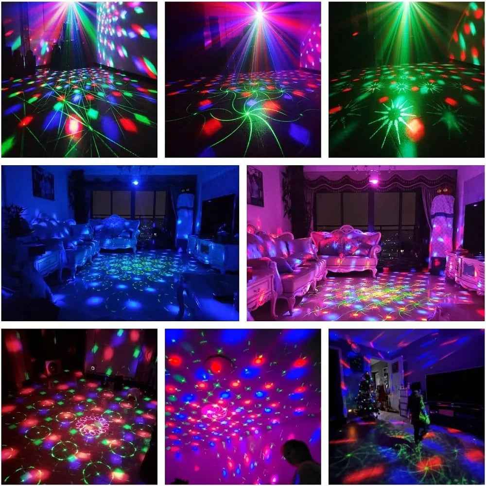 Party Lights Dj Disco Ball Light Pattern Projector Sound Activated Dance Birthday Bar Karaoke Christmas Wedding Decoration - THE JIMMY STORE