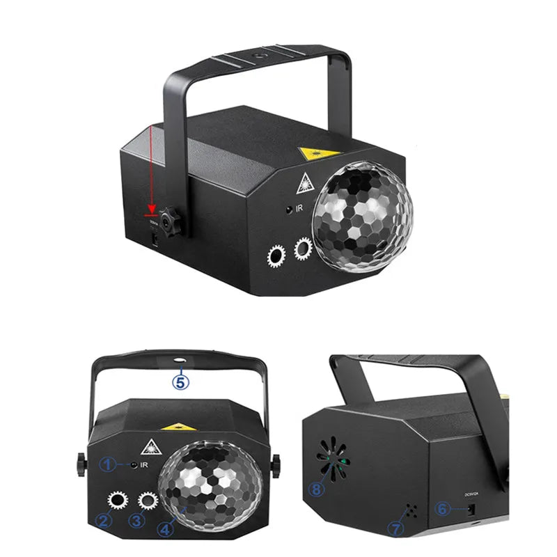 Party Lights Dj Disco Ball Light Pattern Projector Sound Activated Dance Birthday Bar Karaoke Christmas Wedding Decoration - THE JIMMY STORE
