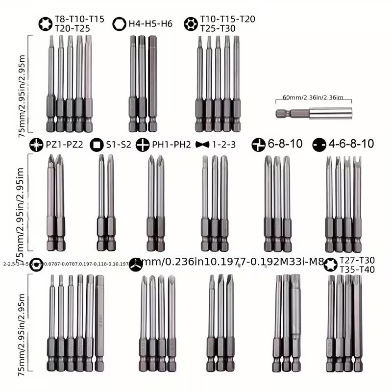 50-Piece Long Torx Bit Set for Precision Fastening - THE JIMMY STORE
