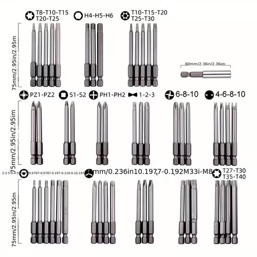 50-Piece Long Torx Bit Set for Precision Fastening - THE JIMMY STORE