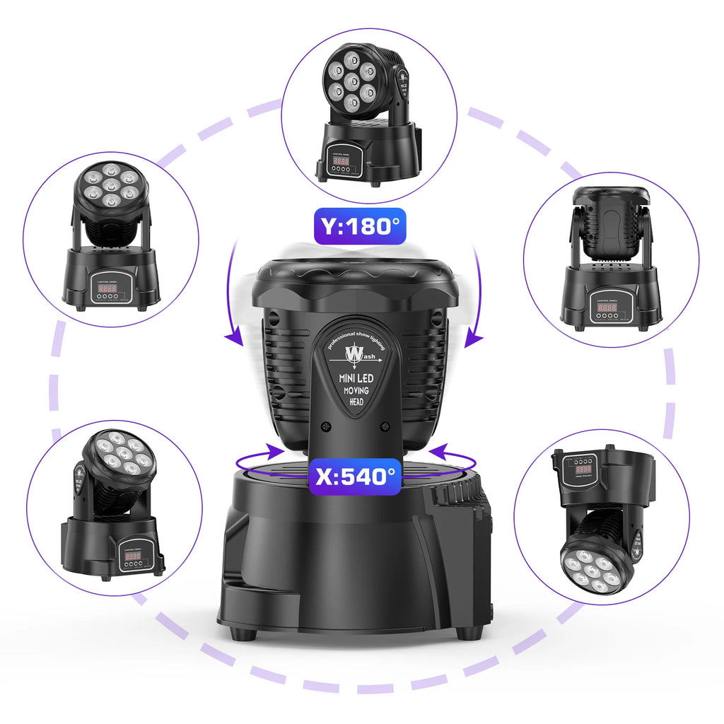 LeLeght 4Pcs 7x15W LED Moving Head Light 4 IN 1 RGBW DMX512 Professional Stage Effect Wash Light for DJ Party Music Dance Club - THE JIMMY STORE