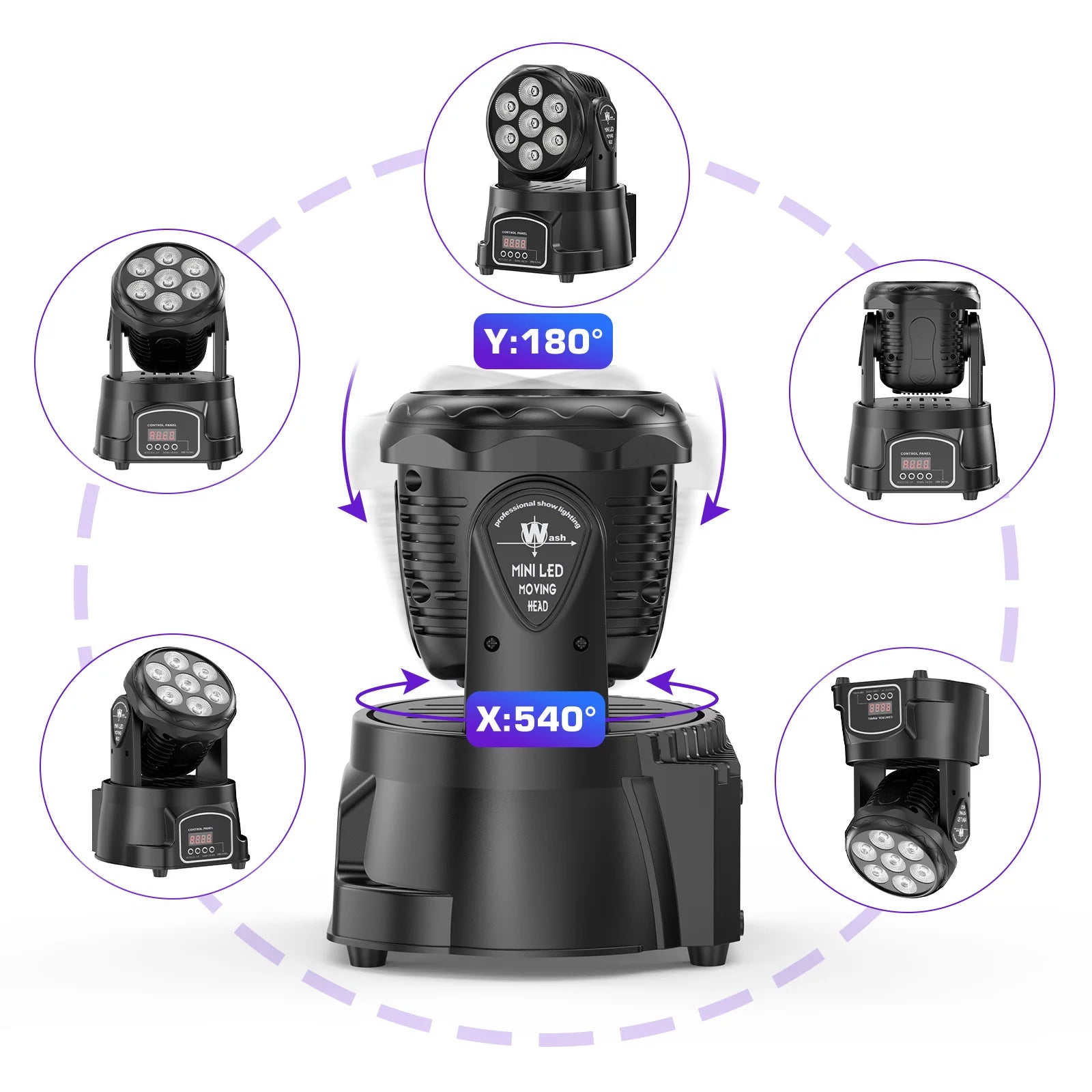 LeLeght 4Pcs 7x15W LED Moving Head Light 4 IN 1 RGBW DMX512 Professional Stage Effect Wash Light for DJ Party Music Dance Club - THE JIMMY STORE