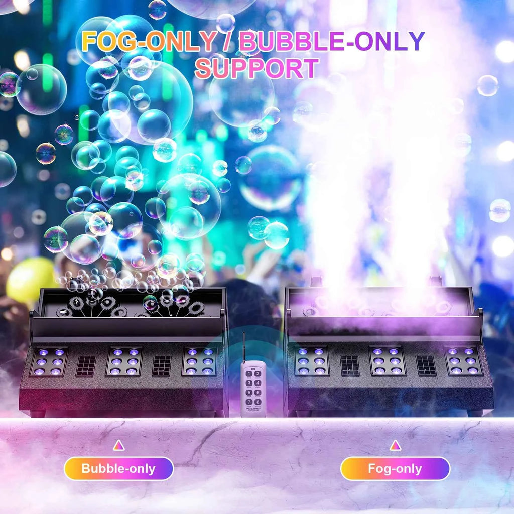 LeLeght 1500W Smoke Bubble Machine 3in1 RGB 18 LEDs Bubble Fog Machine DMX512 Remote Stage Effect Light For DJ Party Wedding - THE JIMMY STORE