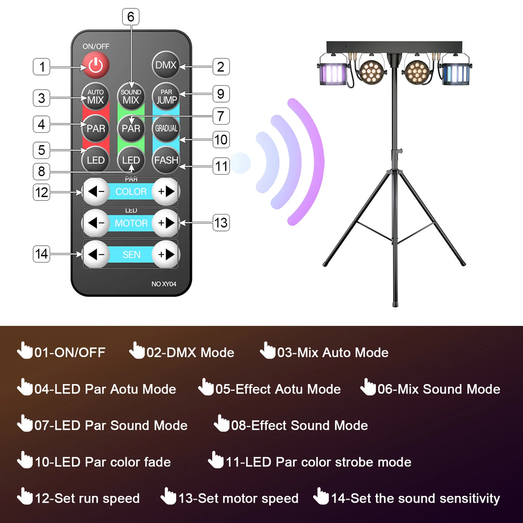 Gwong 60W Combination Bracket Lights 3/6/15CH Suitable for Churches Concerts Weddings Birthday Parties KTV With Carry Bag - THE JIMMY STORE