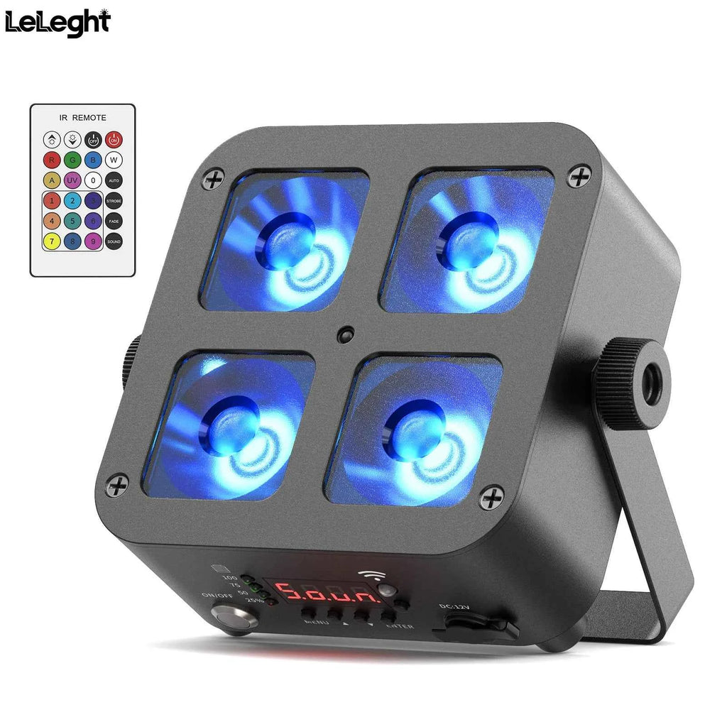 Leleght Mini Battery Powered Rechargeable Par Light 4X6W RGBWA UV Stage Light DMX512 LED Uplight For Festival Party Wedding - THE JIMMY STORE