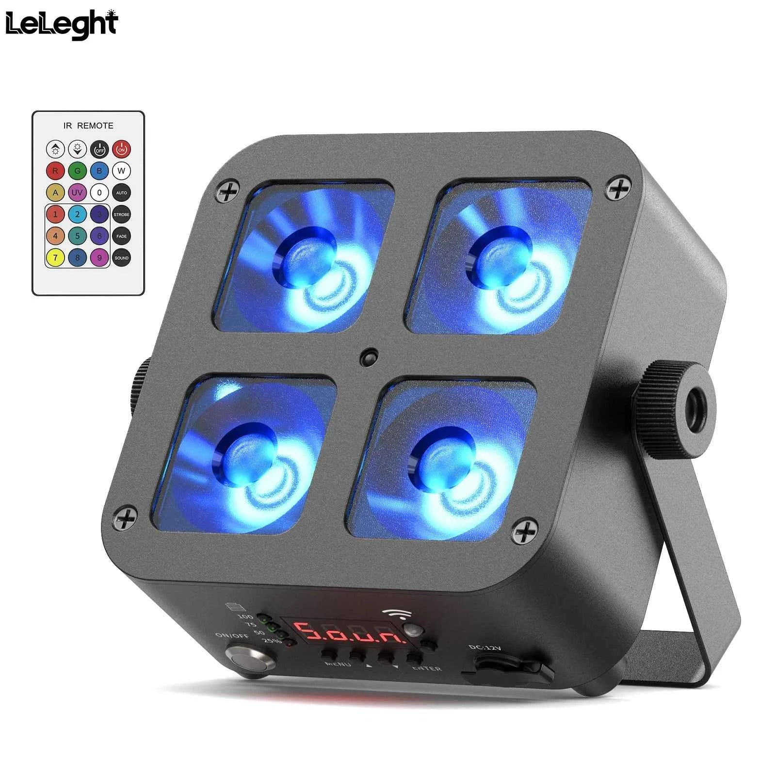 Leleght Mini Battery Powered Rechargeable Par Light 4X6W RGBWA UV Stage Light DMX512 LED Uplight For Festival Party Wedding - THE JIMMY STORE