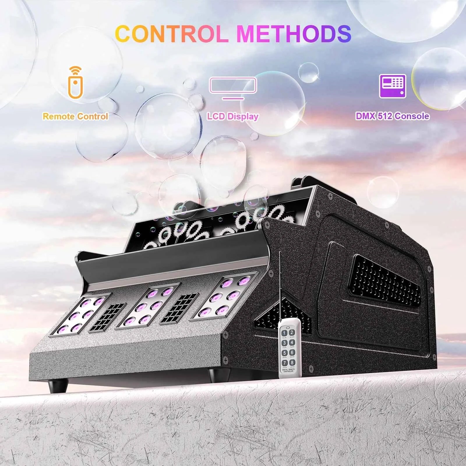 LeLeght 1500W Smoke Bubble Machine 3in1 RGB 18 LEDs Bubble Fog Machine DMX512 Remote Stage Effect Light For DJ Party Wedding - THE JIMMY STORE