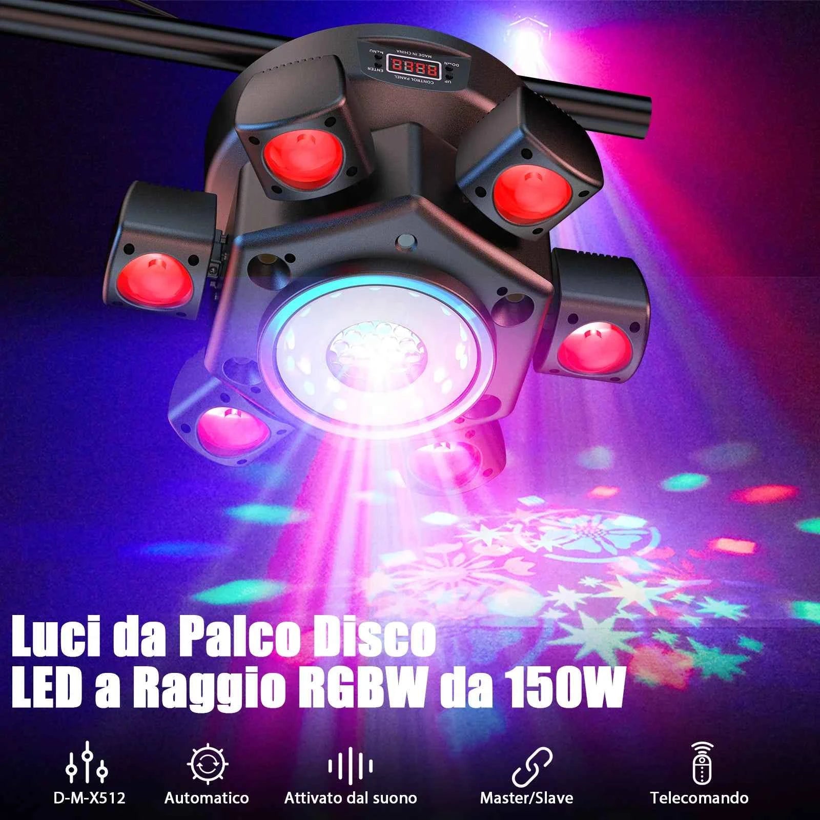 LeLeght 150W 4-in-1 RGBW Moving Head Light with Beam RGB Halo DMX512 26CH Sound-activated Modes For DJ Show Concert Party KTV - THE JIMMY STORE