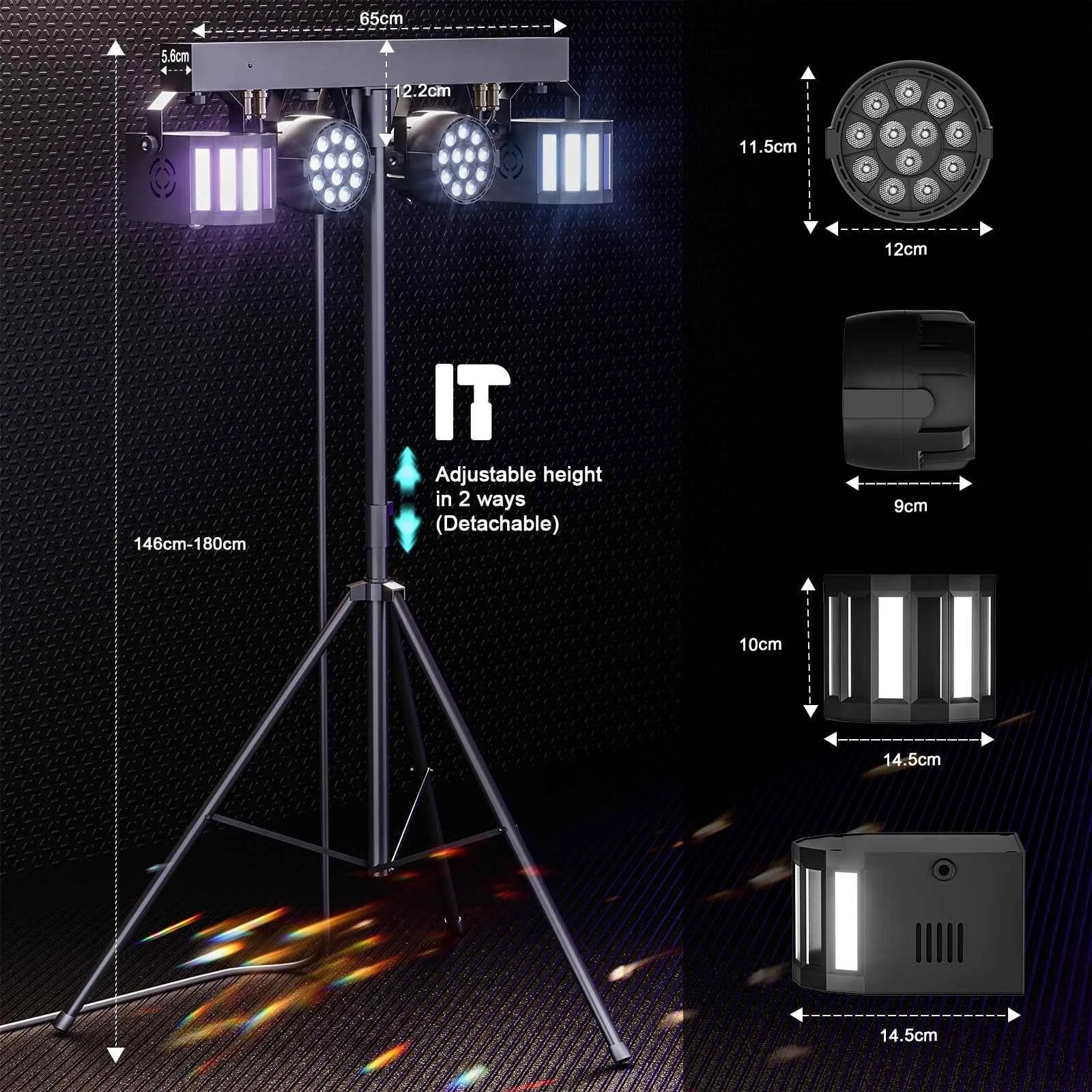 Gwong 60W Combination Bracket Lights 3/6/15CH Suitable for Churches Concerts Weddings Birthday Parties KTV With Carry Bag - THE JIMMY STORE