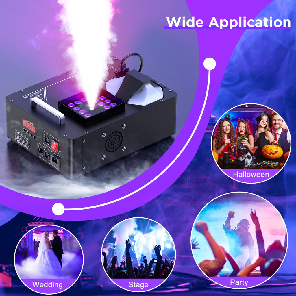 Gwong 2000W Fog Machine 3in1 RGB 24 LEDs Smoke Machine DMX512 Remote Stage Lighting Spray Fogger for DJ Disco Party Halloween Wedding - THE JIMMY STORE