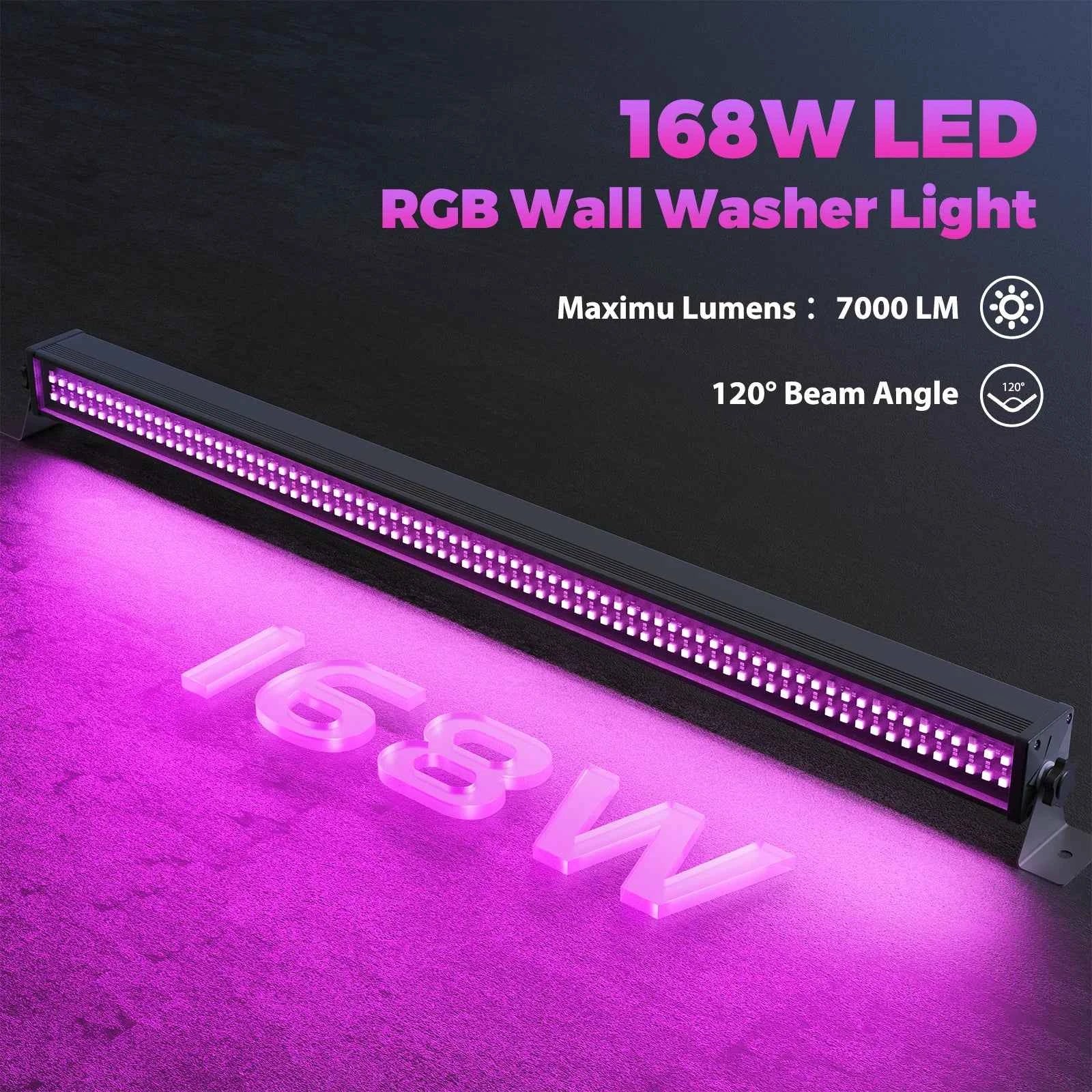 LeLeght 168W 336PCS 5050 SMD RGB 24PCS LEDs Wall Washer Light Stage Effect Lighting DMX512 Sound Mode for Pub Concert Party - THE JIMMY STORE