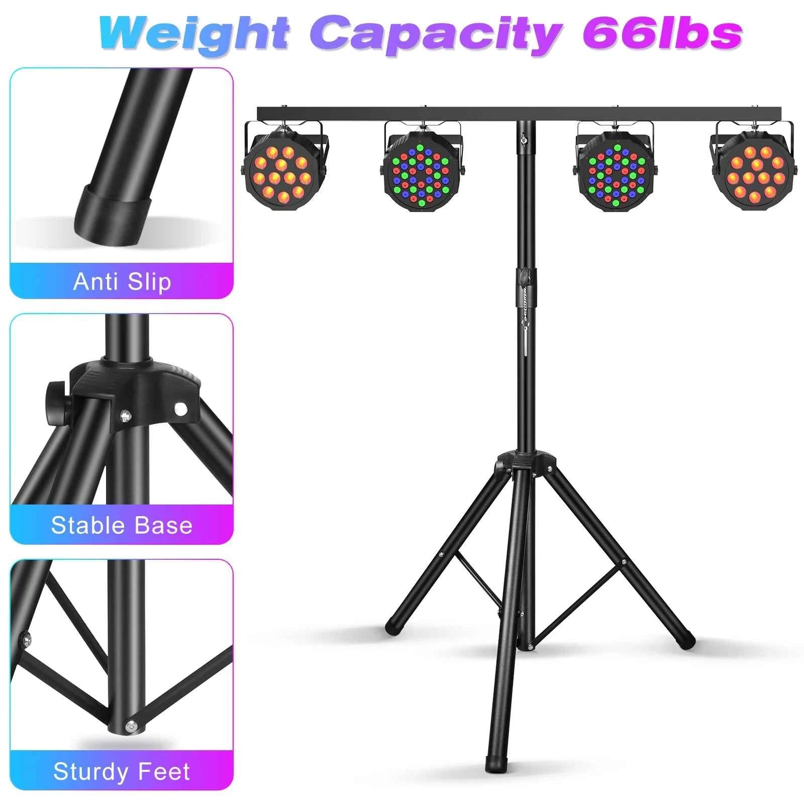 LeLeght Tripod DJ Light Stand Stage Lights Stand Adjustable 39-75 Inch DJ Lighting Tripod Mount for Wedding Concert Party - THE JIMMY STORE