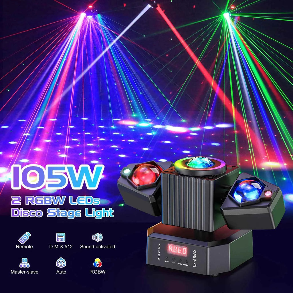 LeLeght 2Pcs Two-armed Stage light RGBW 4-IN-1 Lighting Effect and Starry Effect Controlled DMX512 For DJ Concert Church Wedding - THE JIMMY STORE