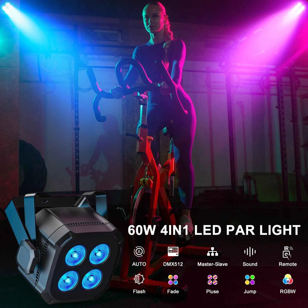 LeLeght 4Pcs 4x15W RGBW 4 IN 1 LED Par Lights DMX512 Remote Control Stage Light Sound Activated Effect Light for DJ Party Disco - THE JIMMY STORE