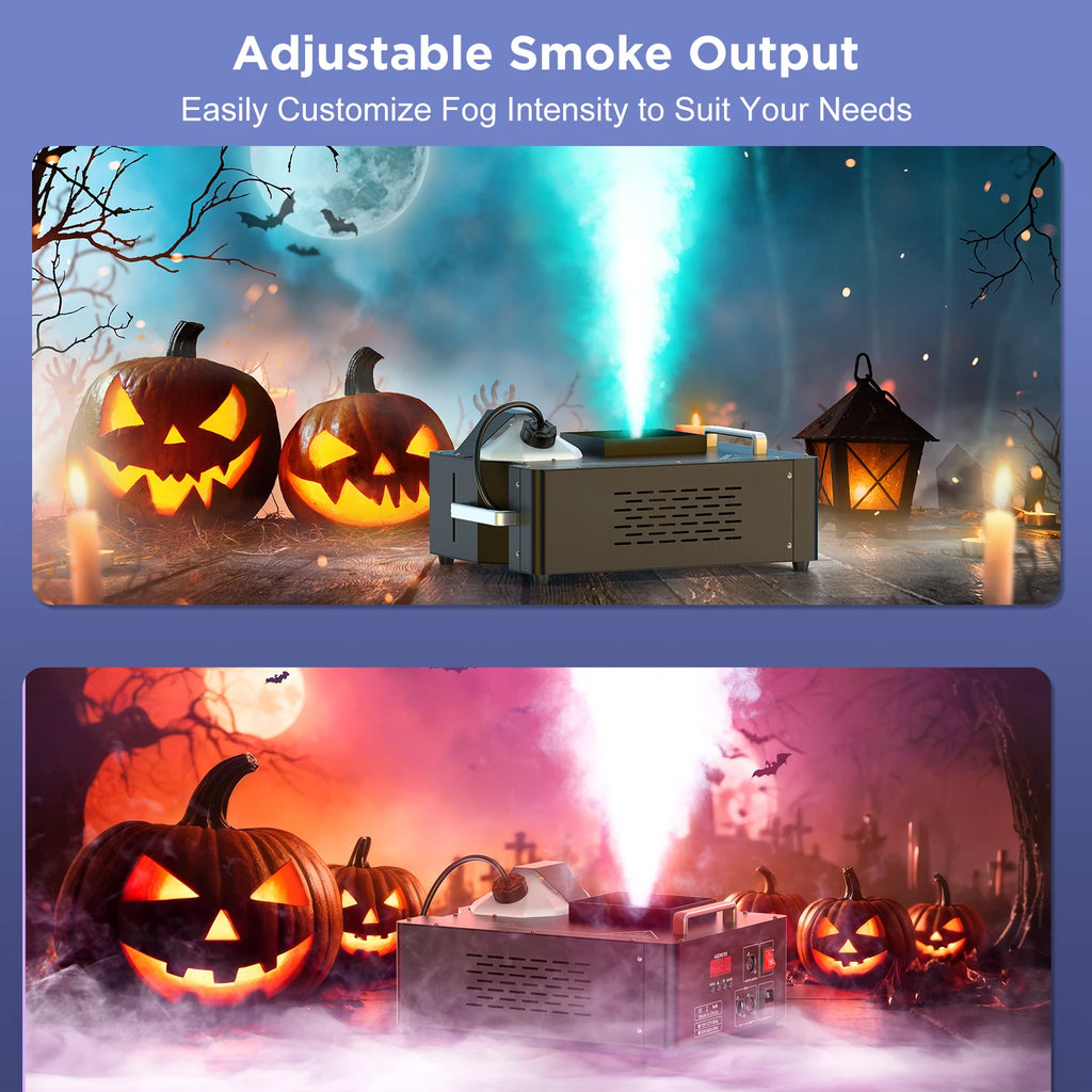 Gwong 2000W Fog Machine 3in1 RGB 24 LEDs Smoke Machine DMX512 Remote Stage Lighting Spray Fogger for DJ Disco Party Halloween Wedding - THE JIMMY STORE