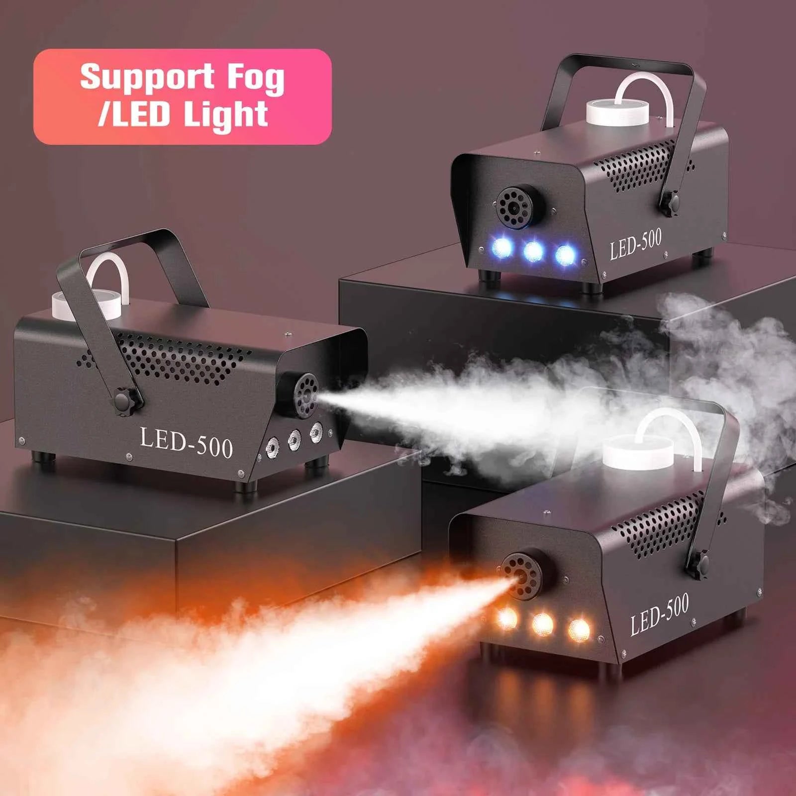 LeLeght 500W RGB LED Colorful Smoke Machine LED Remote Fogger Ejector for Disco DJ Show Wedding Stage Light Effects Fog Machine - THE JIMMY STORE