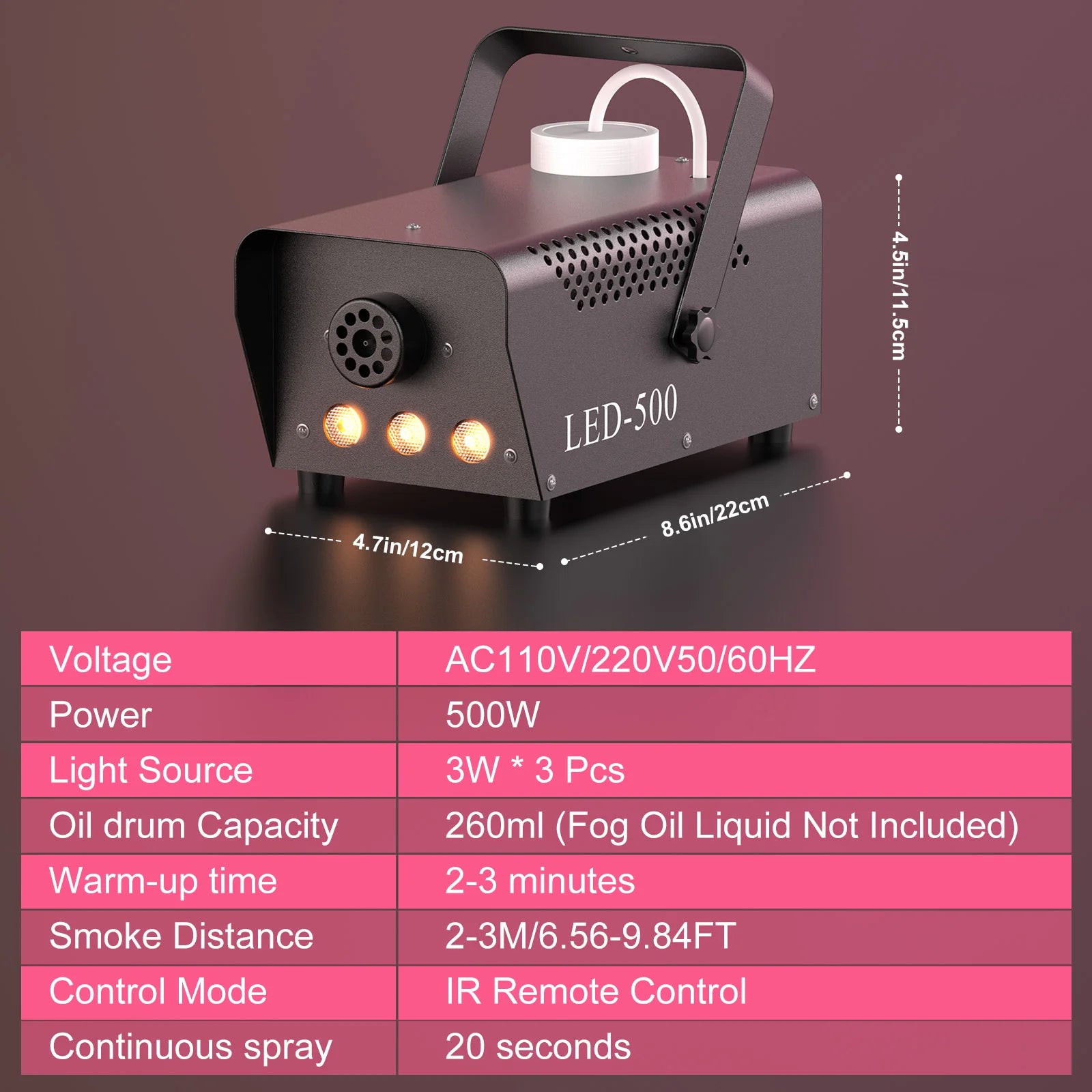 LeLeght 500W RGB LED Colorful Smoke Machine LED Remote Fogger Ejector for Disco DJ Show Wedding Stage Light Effects Fog Machine - THE JIMMY STORE