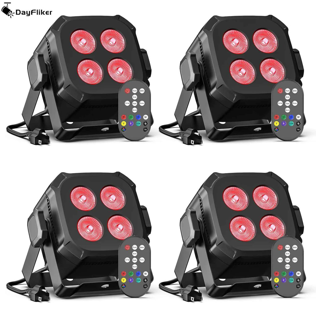LeLeght 4Pcs 4x15W RGBW 4 IN 1 LED Par Lights DMX512 Remote Control Stage Light Sound Activated Effect Light for DJ Party Disco - THE JIMMY STORE