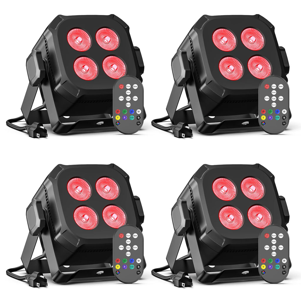LeLeght 4Pcs 4x15W RGBW 4 IN 1 LED Par Lights DMX512 Remote Control Stage Light Sound Activated Effect Light for DJ Party Disco - THE JIMMY STORE