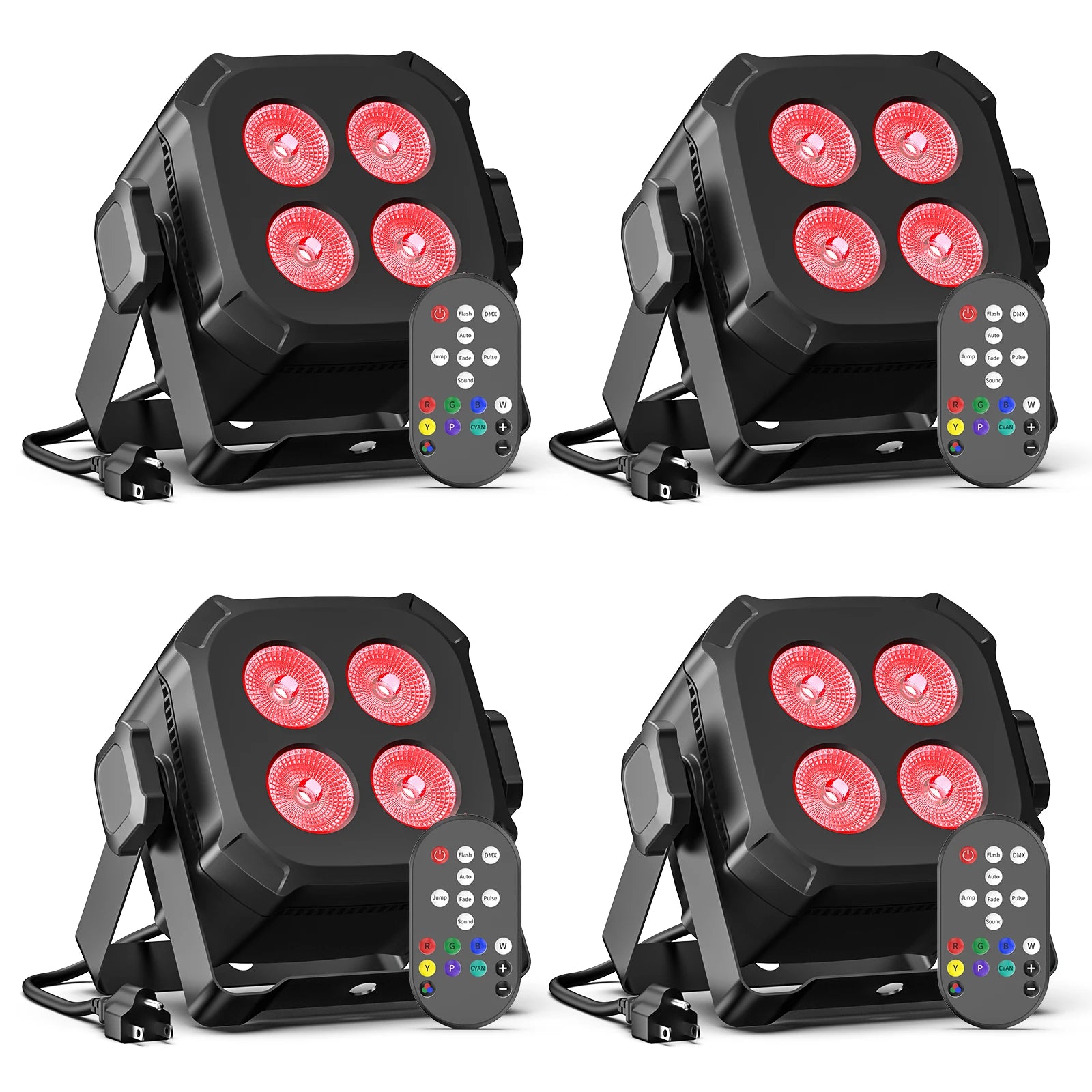 LeLeght 4Pcs 4x15W RGBW 4 IN 1 LED Par Lights DMX512 Remote Control Stage Light Sound Activated Effect Light for DJ Party Disco - THE JIMMY STORE