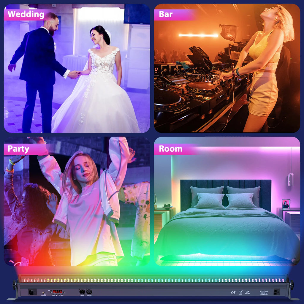 LeLeght 168W 336PCS 5050 SMD RGB 24PCS LEDs Wall Washer Light Stage Effect Lighting DMX512 Sound Mode for Pub Concert Party - THE JIMMY STORE