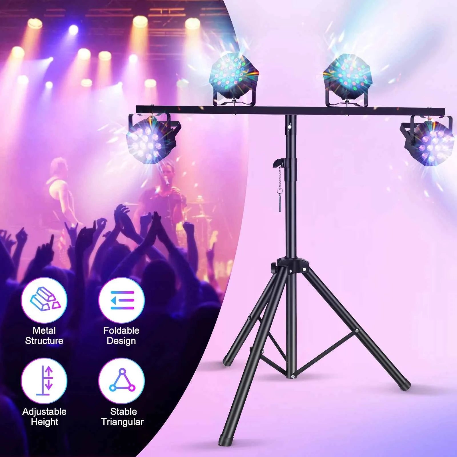LeLeght Tripod DJ Light Stand Stage Lights Stand Adjustable 39-75 Inch DJ Lighting Tripod Mount for Wedding Concert Party - THE JIMMY STORE