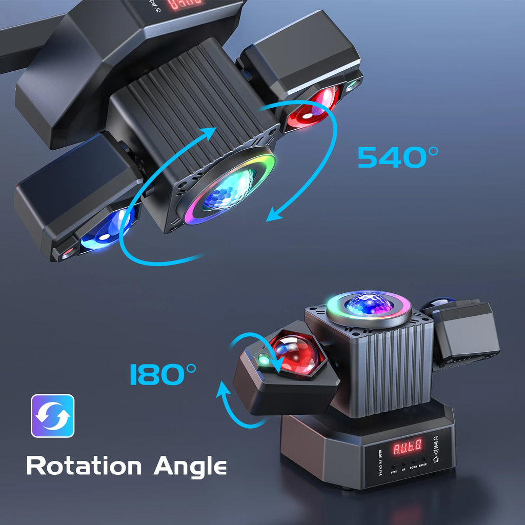 LeLeght 2Pcs Two-armed Stage light RGBW 4-IN-1 Lighting Effect and Starry Effect Controlled DMX512 For DJ Concert Church Wedding - THE JIMMY STORE