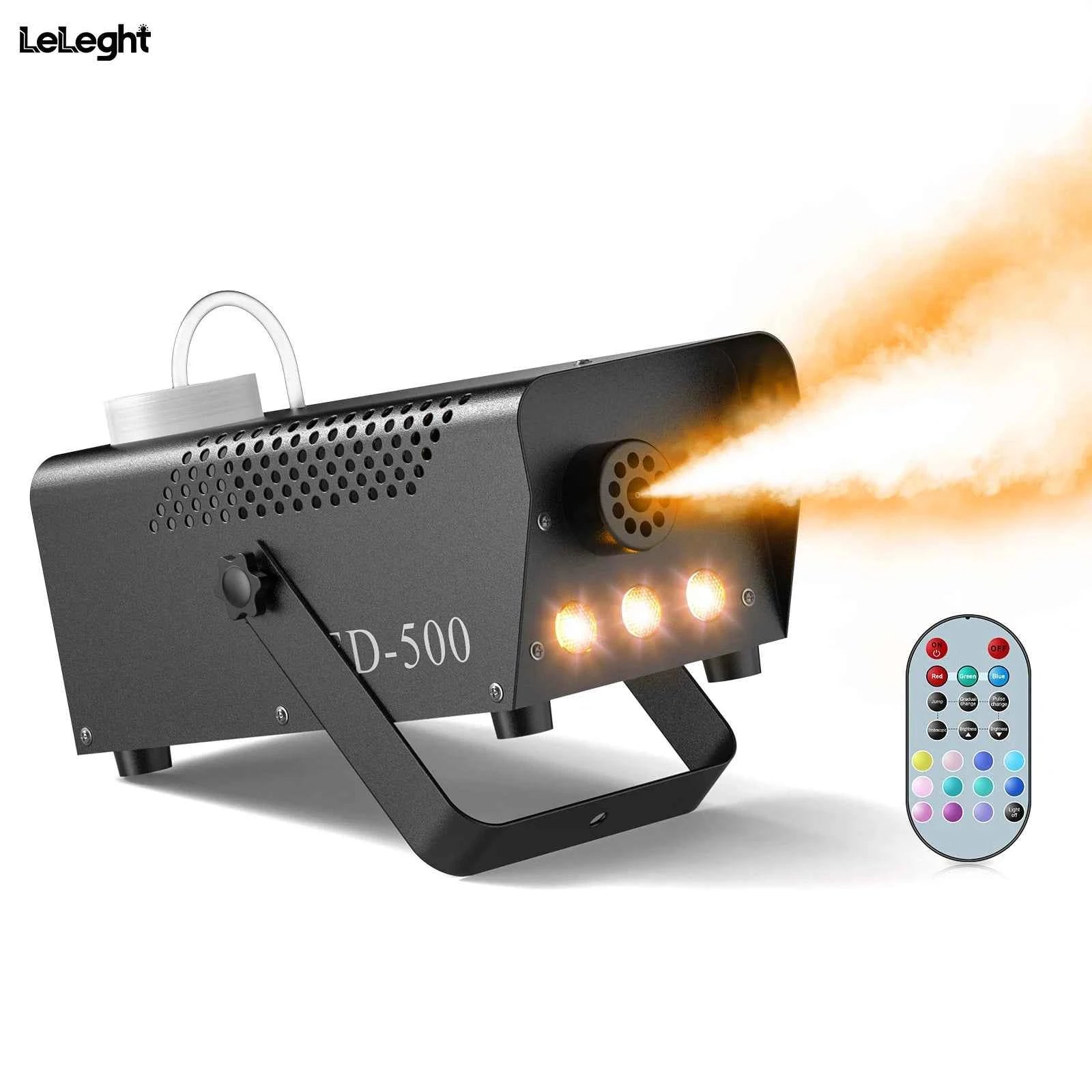 LeLeght 500W RGB LED Colorful Smoke Machine LED Remote Fogger Ejector for Disco DJ Show Wedding Stage Light Effects Fog Machine - THE JIMMY STORE