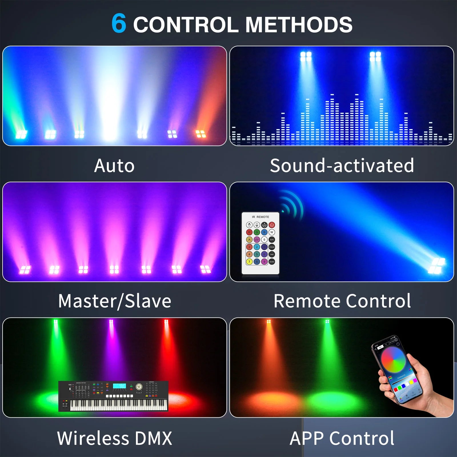 Leleght Mini Battery Powered Rechargeable Par Light 4X6W RGBWA UV Stage Light DMX512 LED Uplight For Festival Party Wedding - THE JIMMY STORE