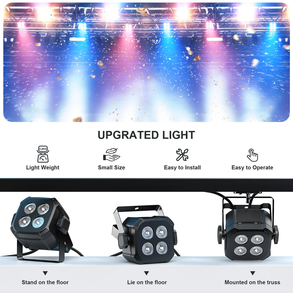 LeLeght 4Pcs 4x15W RGBW 4 IN 1 LED Par Lights DMX512 Remote Control Stage Light Sound Activated Effect Light for DJ Party Disco - THE JIMMY STORE