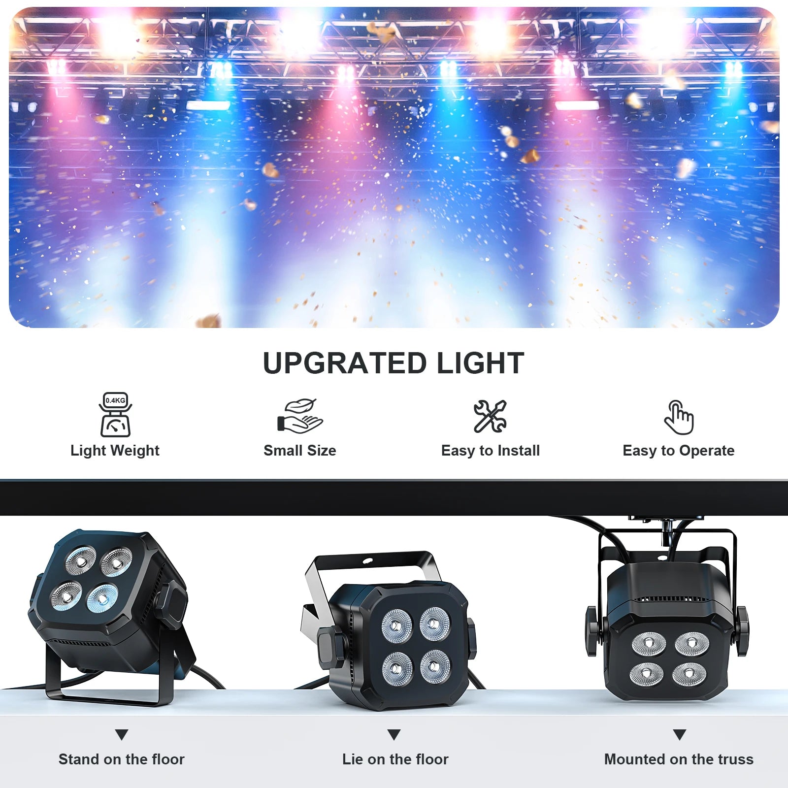 LeLeght 4Pcs 4x15W RGBW 4 IN 1 LED Par Lights DMX512 Remote Control Stage Light Sound Activated Effect Light for DJ Party Disco - THE JIMMY STORE