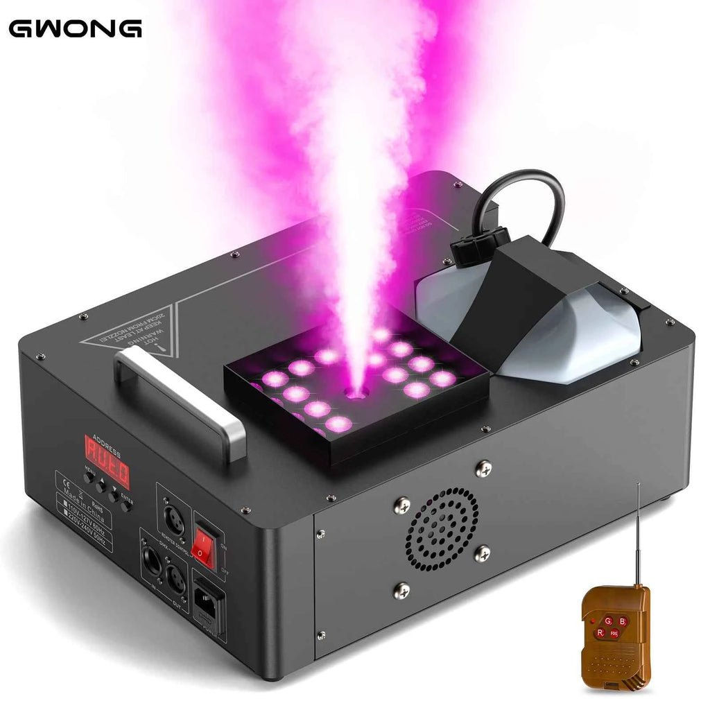 Gwong 2000W Fog Machine 3in1 RGB 24 LEDs Smoke Machine DMX512 Remote Stage Lighting Spray Fogger for DJ Disco Party Halloween Wedding - THE JIMMY STORE