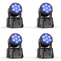 LeLeght 4Pcs 7x15W LED Moving Head Light 4 IN 1 RGBW DMX512 Professional Stage Effect Wash Light for DJ Party Music Dance Club - THE JIMMY STORE