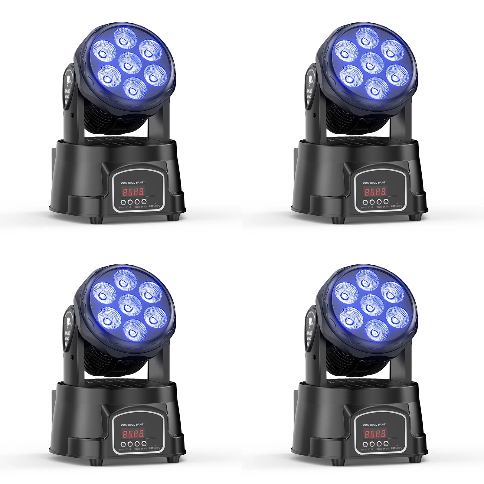 LeLeght 4Pcs 7x15W LED Moving Head Light 4 IN 1 RGBW DMX512 Professional Stage Effect Wash Light for DJ Party Music Dance Club - THE JIMMY STORE