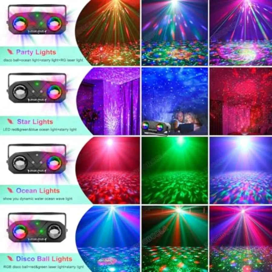 Party Disco Ball, Dj Disco Light Strobe Dance Sound Activated with Remote Control Stage Rave Karaoke Light Ocean Star Projector - THE JIMMY STORE