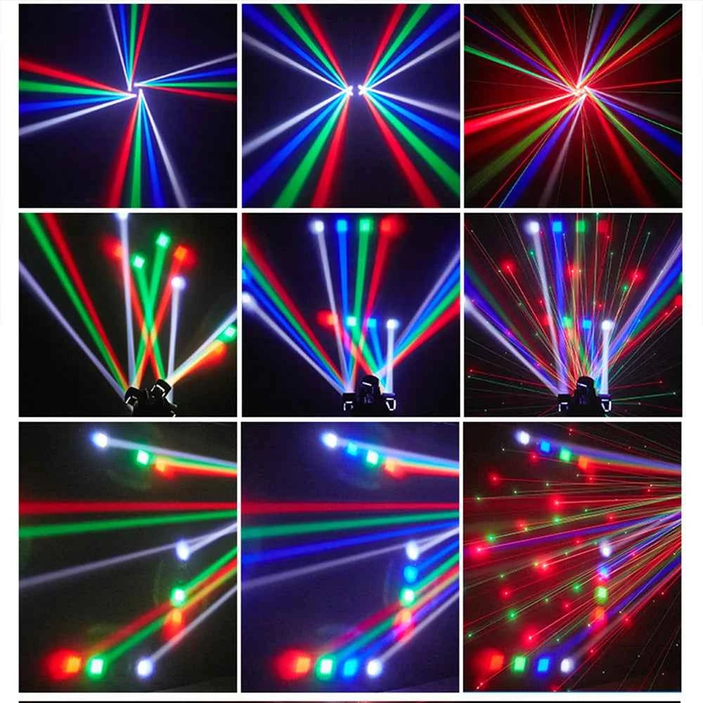 4-Arm Party Lights 48W Mini Moving Head DJ Disco Lights Cabezas LED DMX512 Beam Strobe Effect RGBW Stage Light - THE JIMMY STORE