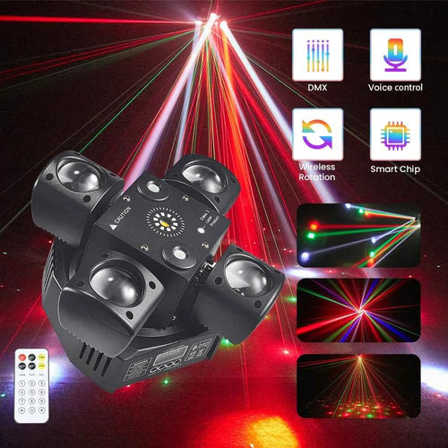 4-Arm Party Lights 48W Mini Moving Head DJ Disco Lights Cabezas LED DMX512 Beam Strobe Effect RGBW Stage Light - THE JIMMY STORE