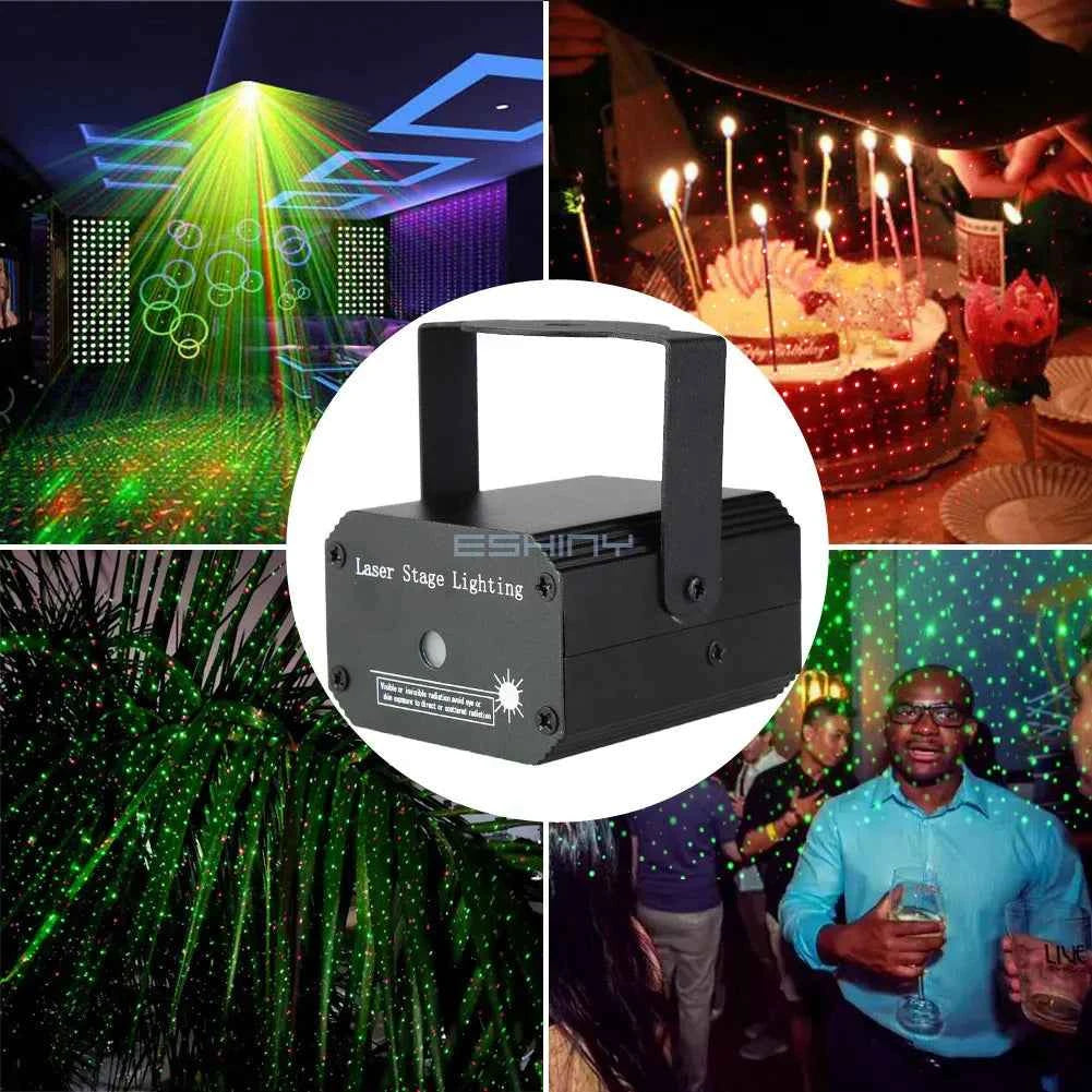 Rechargeable Mini R&G Firefly Laser Disco Light Full Stars Projector DJ Dance Bar Party Xmas Stage Effect Decoration Lamp YB - THE JIMMY STORE