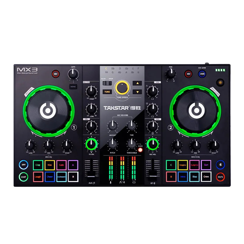 Takstar MX3 Mixer Webcast Sound Card Mixing Console Podcast Studio For Pro Stage Studio-level Reverb - THE JIMMY STORE