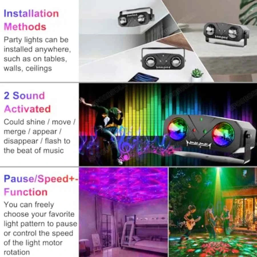 Party Disco Ball, Dj Disco Light Strobe Dance Sound Activated with Remote Control Stage Rave Karaoke Light Ocean Star Projector - THE JIMMY STORE