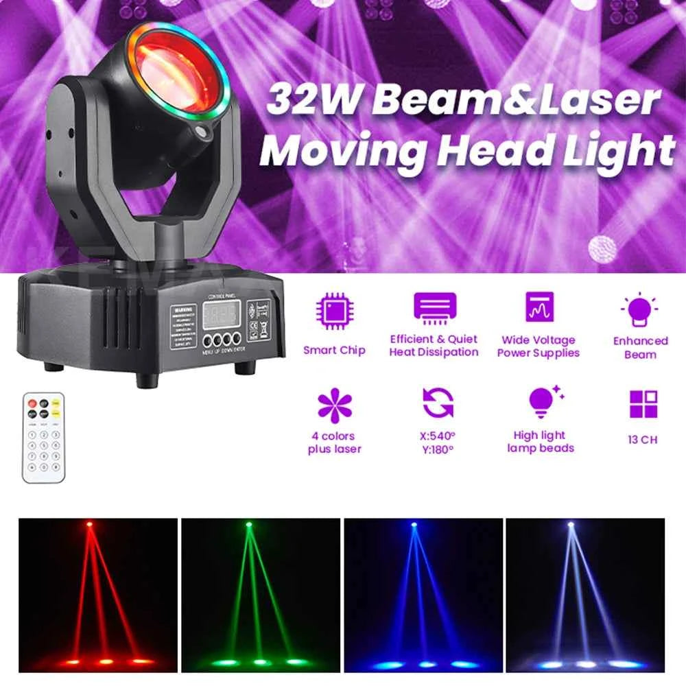 Elevate Your Events with DMX Moving Head Stage Lights - 32W Mini Beam for Unforgettable Parties - THE JIMMY STORE