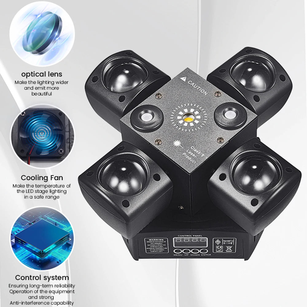 4-Arm Party Lights 48W Mini Moving Head DJ Disco Lights Cabezas LED DMX512 Beam Strobe Effect RGBW Stage Light - THE JIMMY STORE