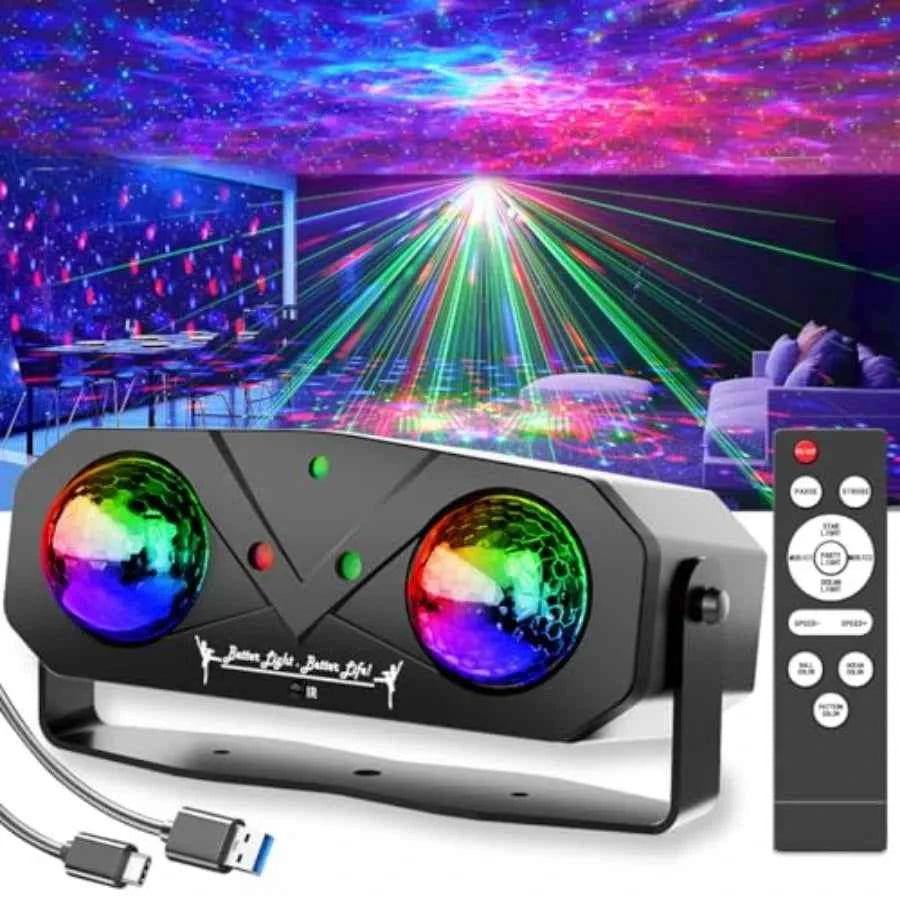Party Disco Ball, Dj Disco Light Strobe Dance Sound Activated with Remote Control Stage Rave Karaoke Light Ocean Star Projector - THE JIMMY STORE
