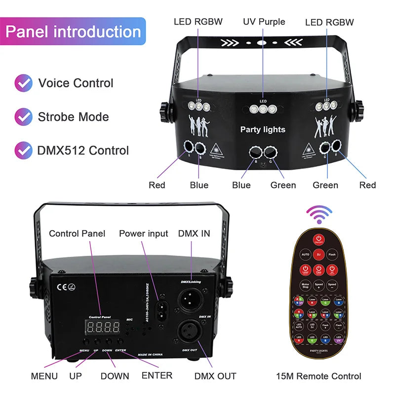 LED Light RGBW 4in1 Beam Spot Wash Effect Light DMX512 Sound Control Stage Light For DJ Club Party KTV Bar Wedding Event Show - THE JIMMY STORE