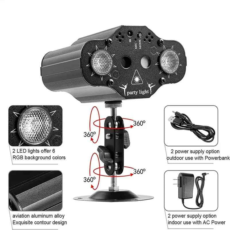 Party Lights DJ Disco Light Stage Laser Light Projector Light 72 Modes Voice Control Flash Party Christmas Wedding Home Decorati - THE JIMMY STORE