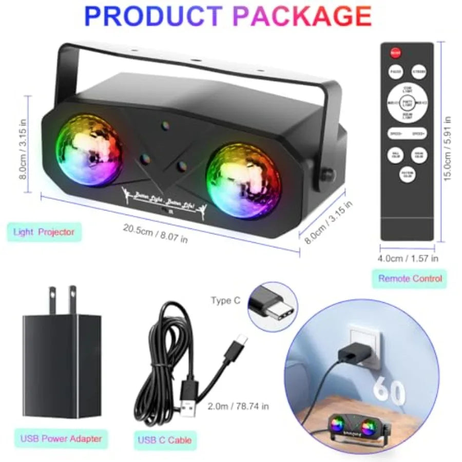 Party Disco Ball, Dj Disco Light Strobe Dance Sound Activated with Remote Control Stage Rave Karaoke Light Ocean Star Projector - THE JIMMY STORE