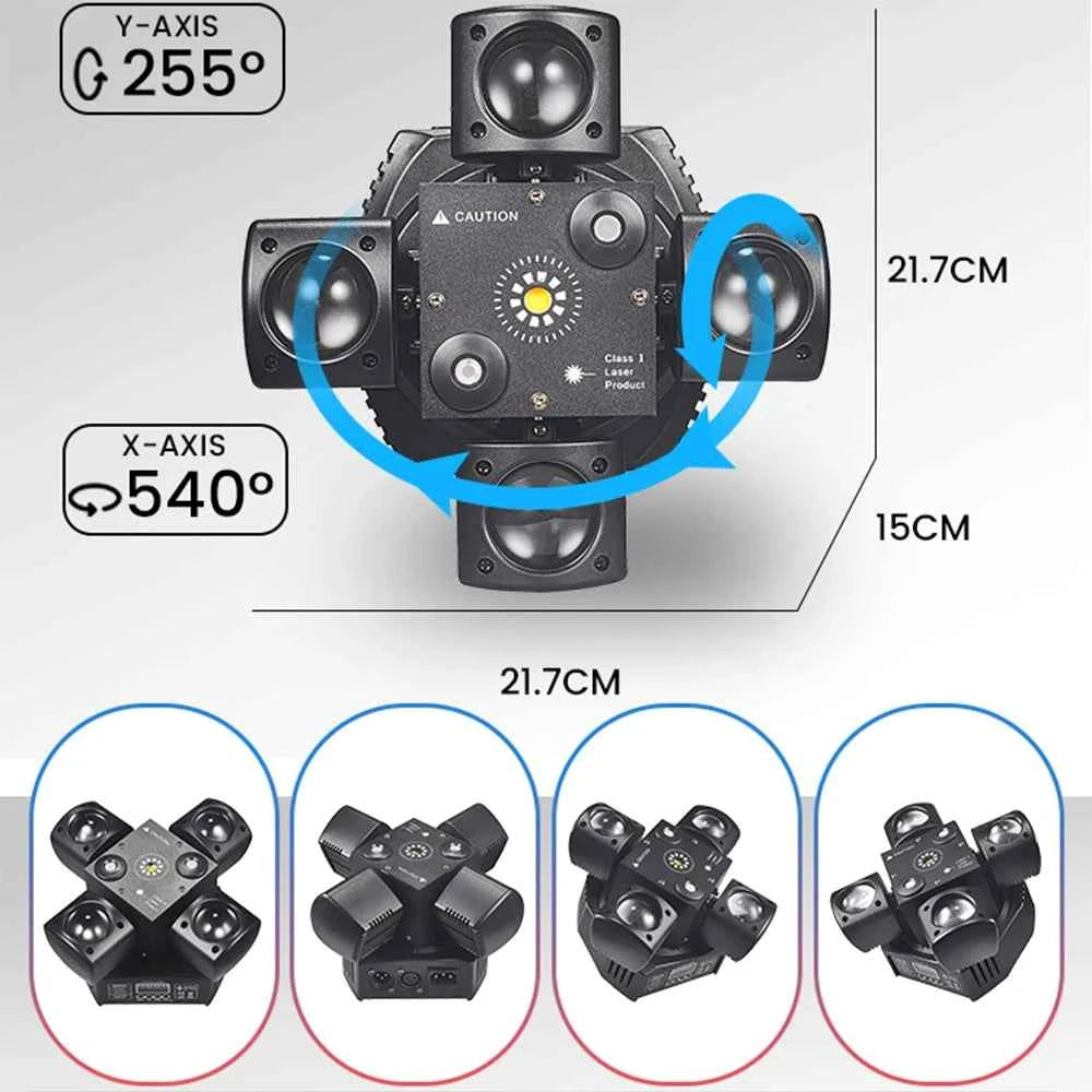 4-Arm Party Lights 48W Mini Moving Head DJ Disco Lights Cabezas LED DMX512 Beam Strobe Effect RGBW Stage Light - THE JIMMY STORE