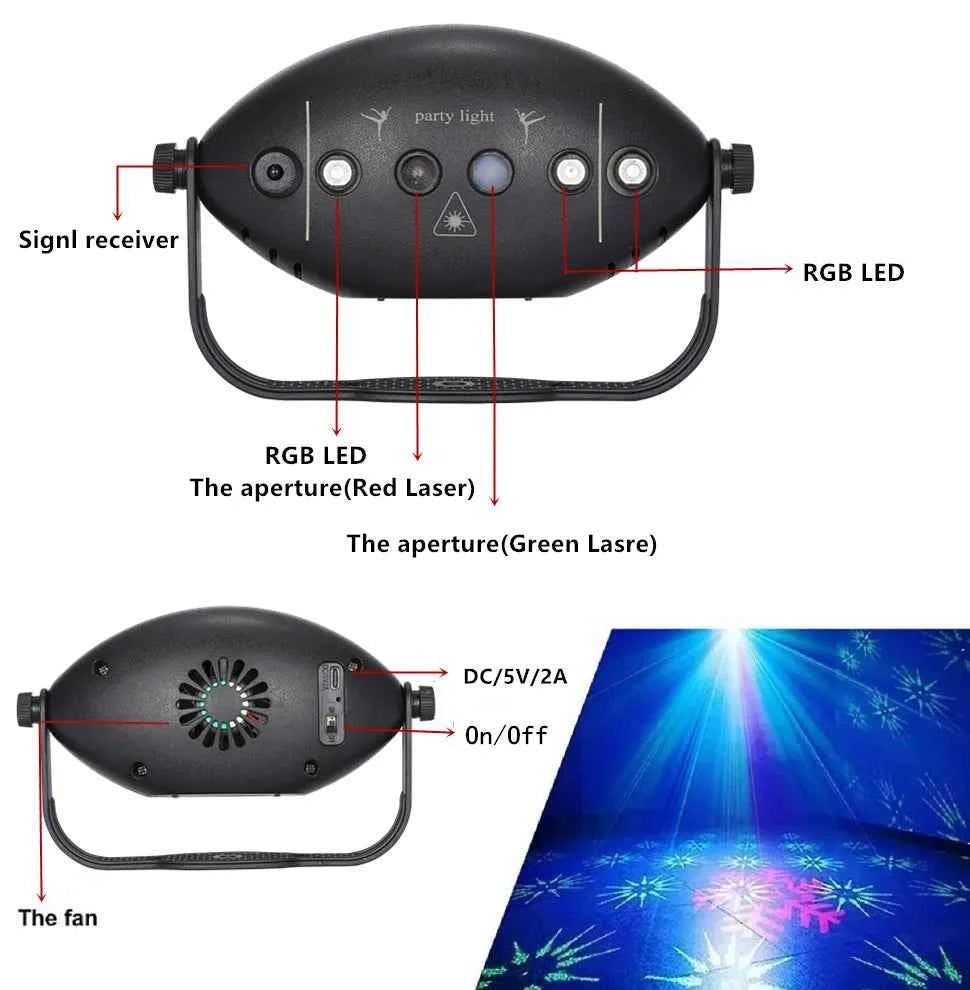 Stage Party Laser Projector DJ Disco Light Red Green Blue Strobe Party Club Home Festival Decorative Light Effect - THE JIMMY STORE