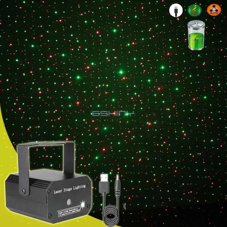 Rechargeable Mini R&G Firefly Laser Disco Light Full Stars Projector DJ Dance Bar Party Xmas Stage Effect Decoration Lamp YB - THE JIMMY STORE
